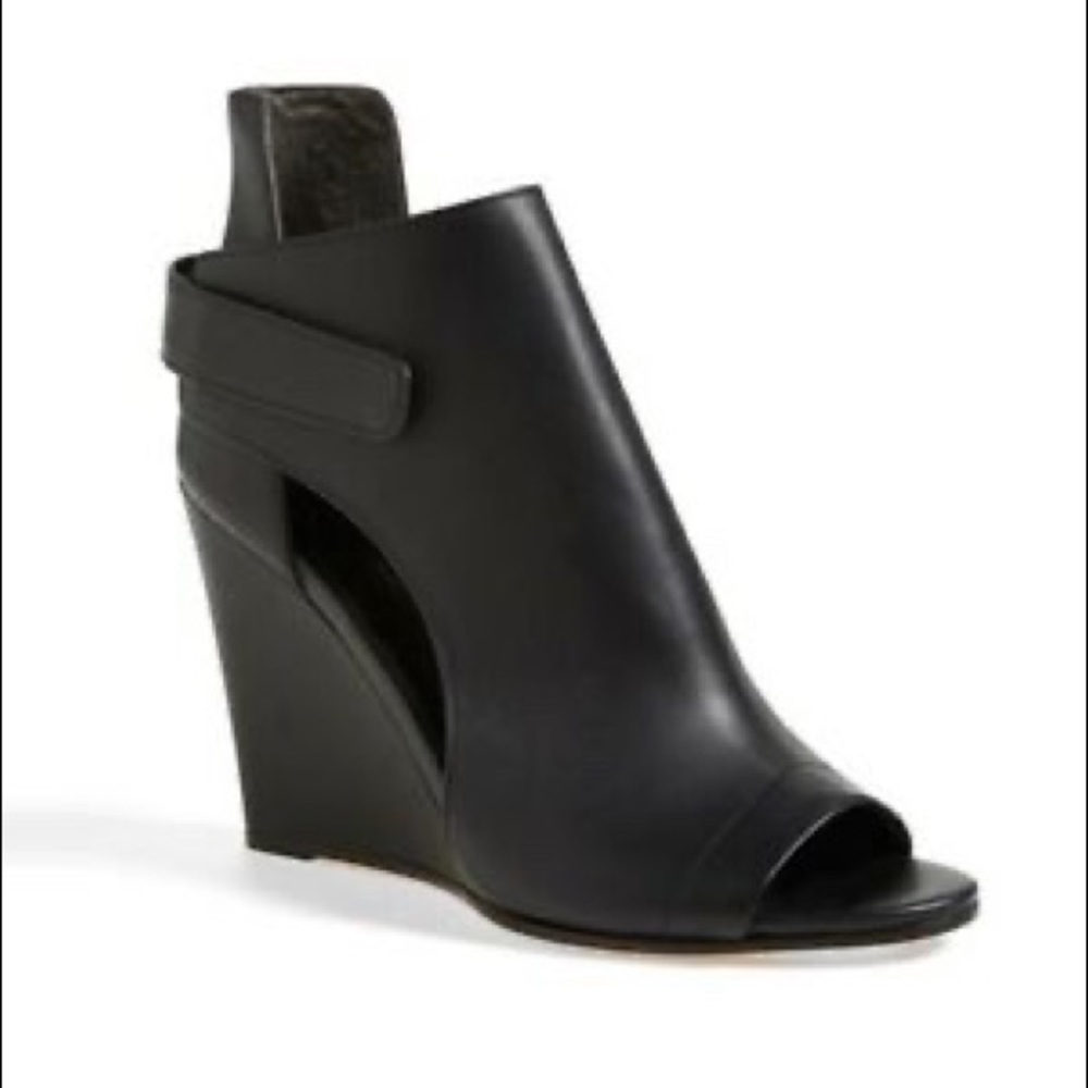 Vince Katia Leather Wedge Open Toe Booties